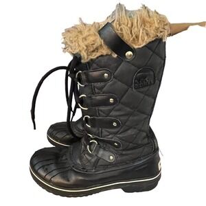 Sorel Women's Size 7 Tofino Waterproof Boots Winter Black Faux Fur NL1779-010